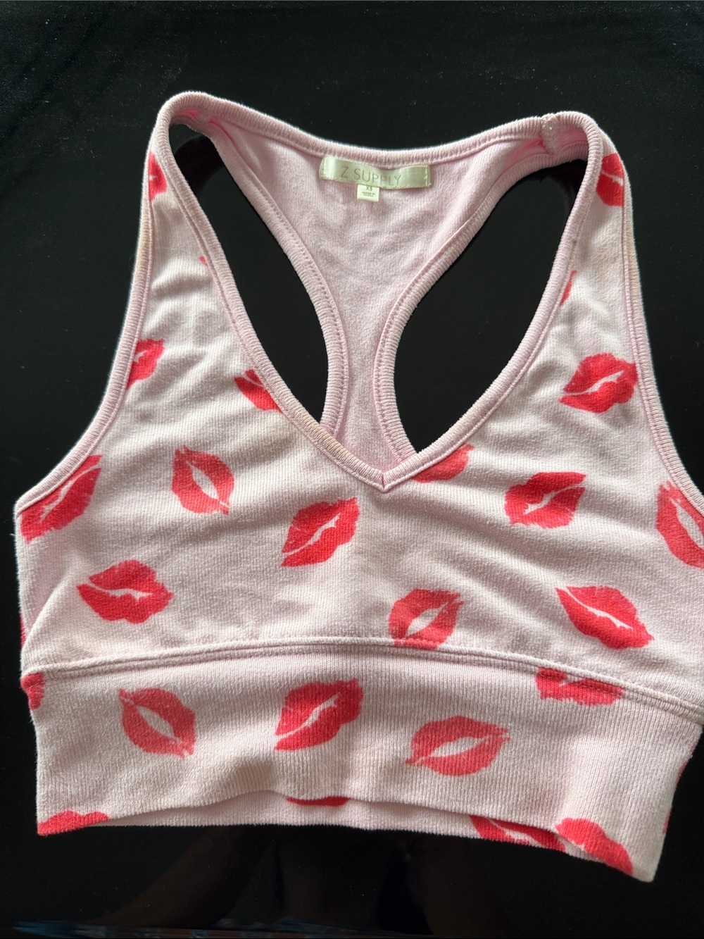 Z Supply Light Pink Bralette Kiss Print